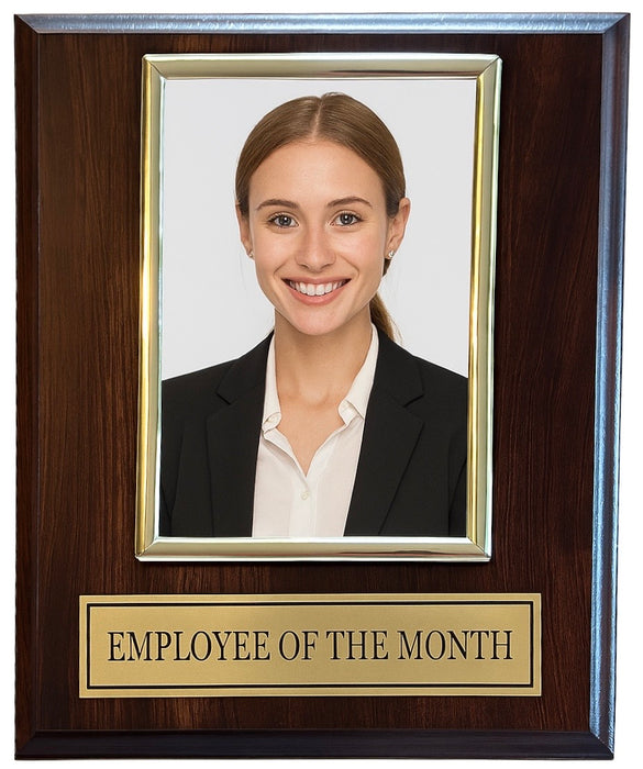 Employee of The Month Award Plaque - 8"x10" Plaque Holds a 4"x6" Photo. Employee Appreciation Award