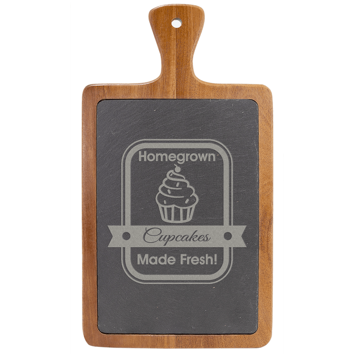 Custom Logo Acacia Wood & Slate Personalized Cutting Board