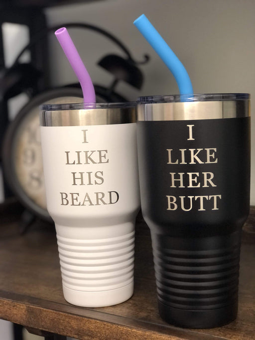 I Like His Beard, I Like Her Butt - Stainless Steel Insulated Drink Tumbler Set