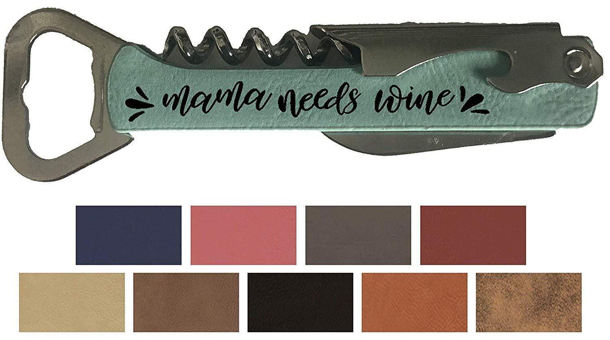 Leatherette Corkscrew and Multi-Tool - Mama Needs Wine