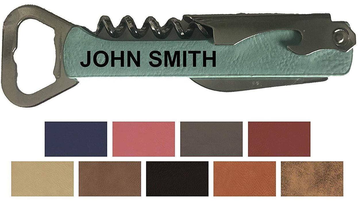 Personalized Leatherette Corkscrew and Multi-Tool