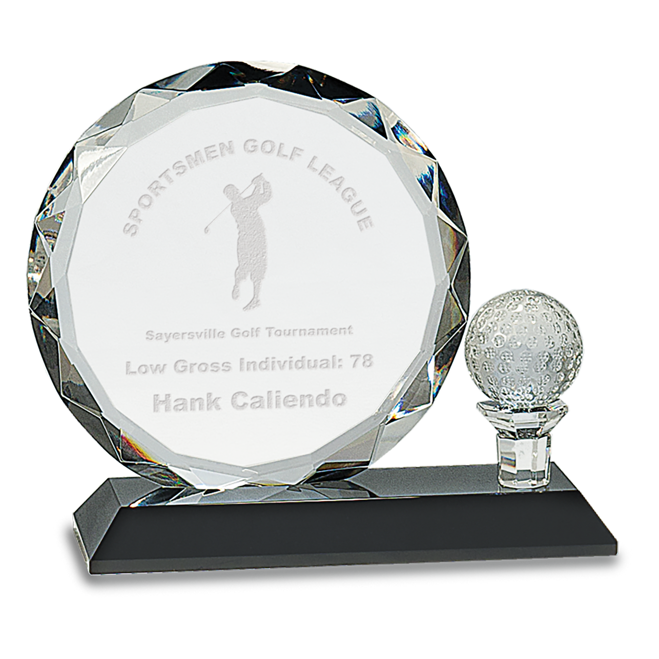 Crystal golf award for tournament.