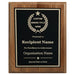 Elegant step-edge walnut plaque with custom text and company logo