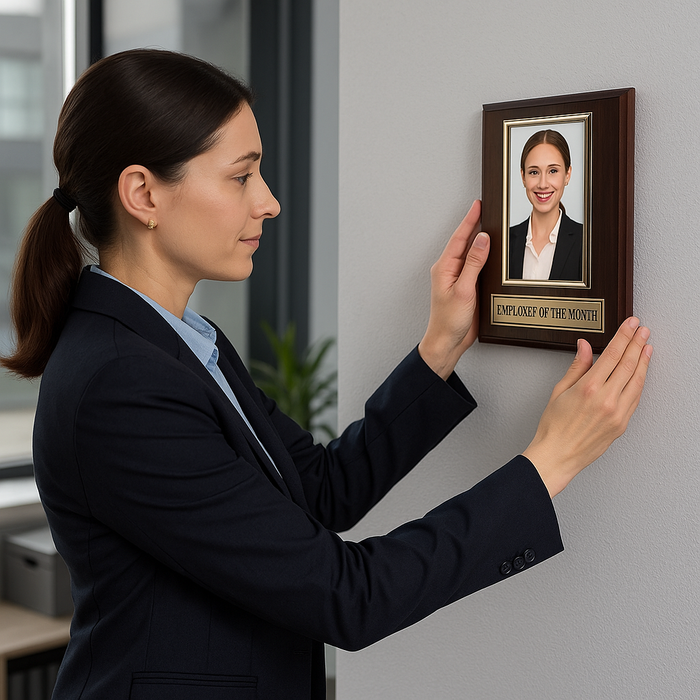 Employee of The Month Award Plaque - 8"x10" Plaque Holds a 4"x6" Photo. Employee Appreciation Award