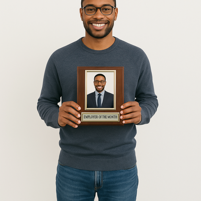 Employee of The Month Award Plaque - 8"x10" Plaque Holds a 4"x6" Photo. Employee Appreciation Award