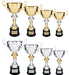 Full line of gold and silver real metal cup trophies with personalized name plates.