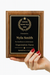 Custom walnut recognition plaque with engraved gold plate for employee appreciation