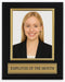 Framed photo of a woman with 'Employee of the Month' plaque