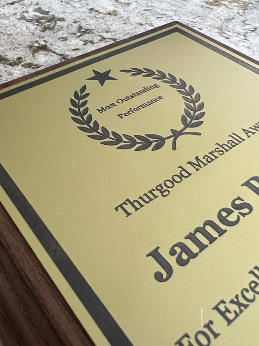 Personalized award plaque for retirement, volunteer service, or corporate recognition