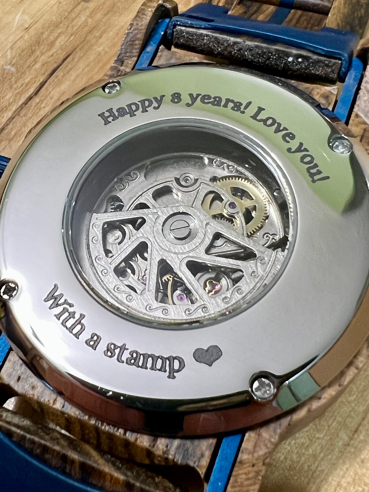 Close-up of a custom engraved watch from Griffco Supply 3PL Fulfillment for small businesses.