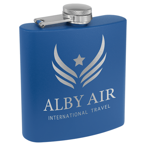 6 oz. Powder Coated Stainless Steel Flask - Engraved
