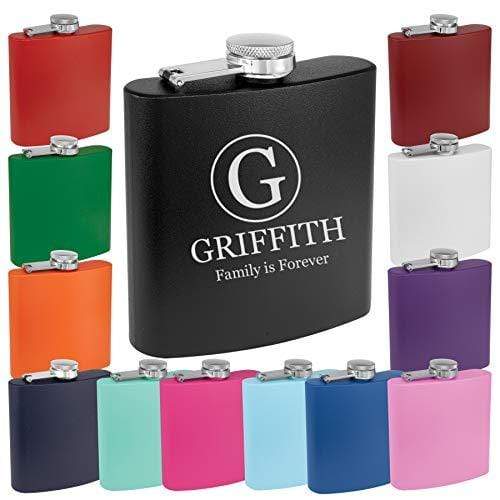 Engraved Flask 6 oz. Powder Coated Stainless Steel Personalized