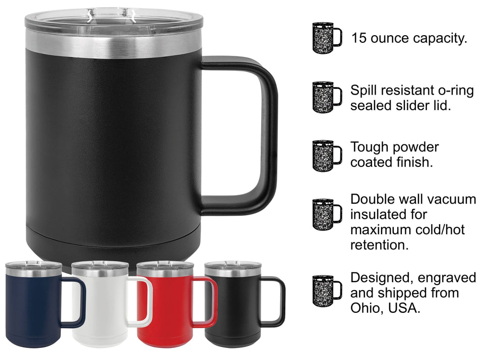 12oz Stainless Steel Insulated Coffee Mug with Handle - Tumblers and more  Gift Shop and Boutique