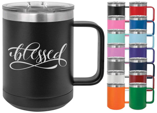 CUSTOMIZABLE 15 OZ TRAVEL MUG POWDER COATED VACUUM SEALED