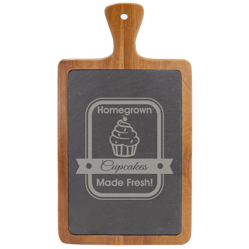 Custom Logo Acacia Wood & Slate Personalized Cutting Board