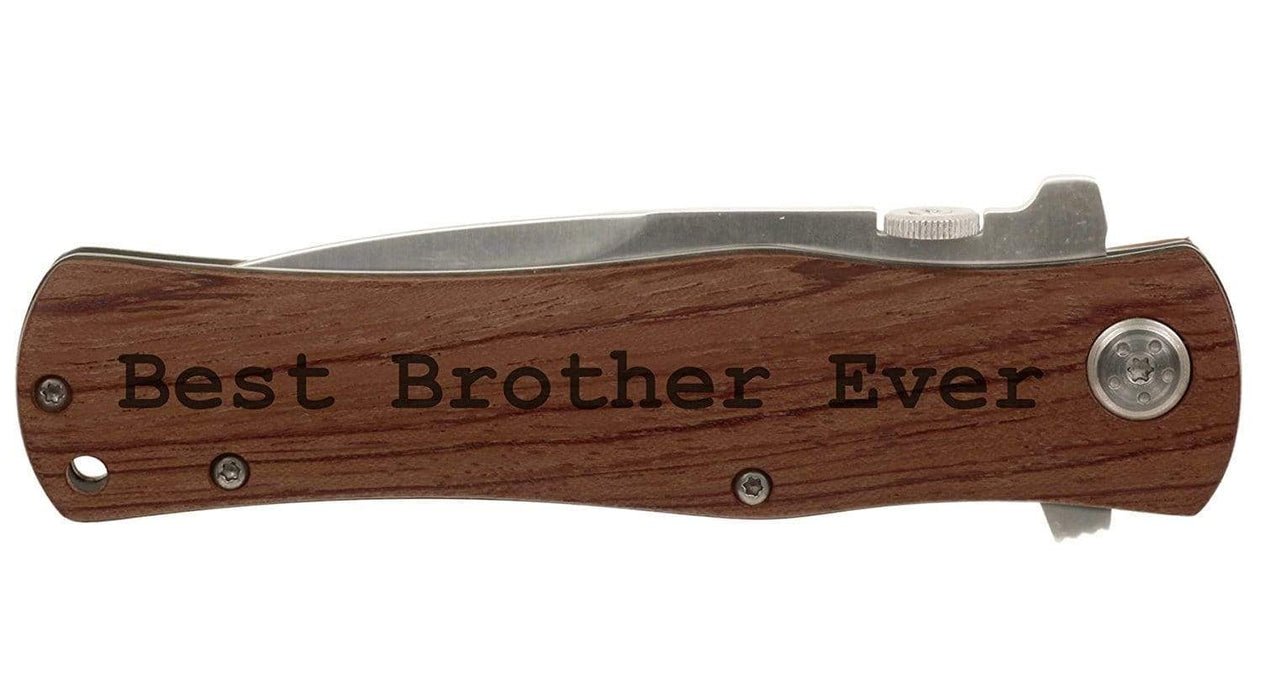 Engraved Folding Wood Handle Knife