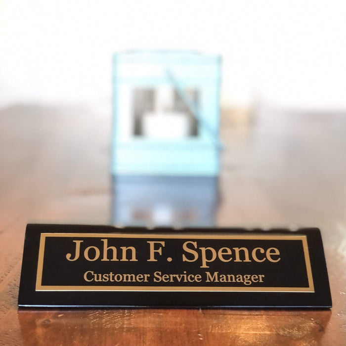 Customize Nameplate - Printed on Clear Solid Block of Acrylic