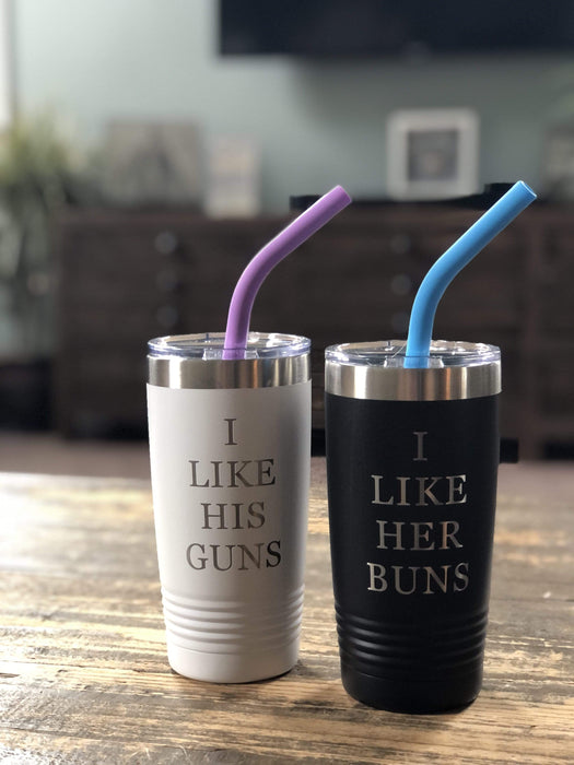 I Like Her Buns, I Like His Guns - Tumbler Set with Silicone