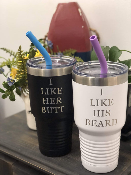 I Like His Beard, I Like Her Butt - Stainless Steel Insulated Drink Tumbler Set