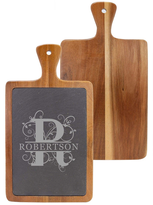 Monogrammed Acacia Wood & Slate Personalized Cutting Board