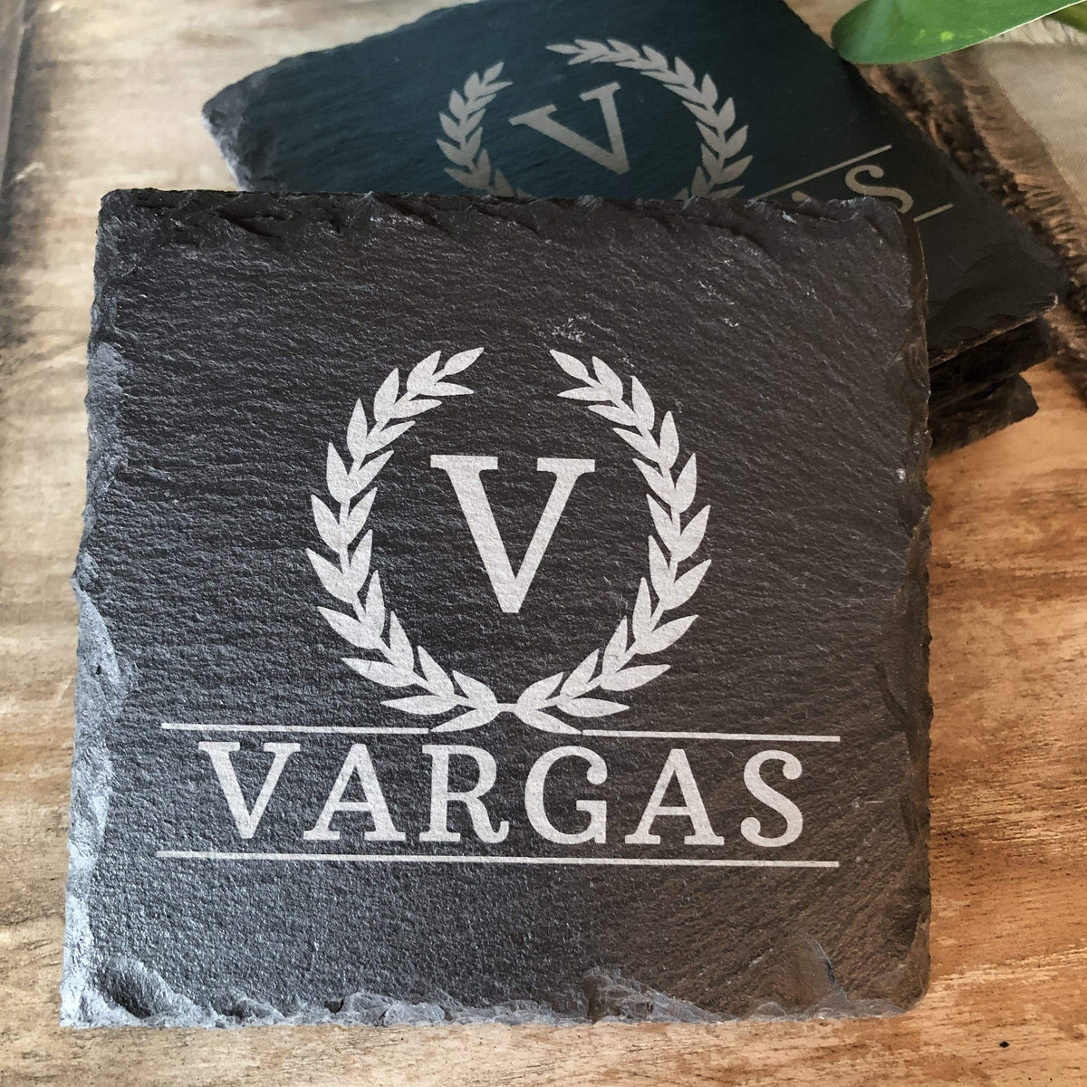 Client Gift - Monogrammed Slate Coaster Set (set of 4) — Griffco Supply
