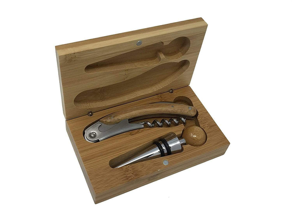 Personalized Hipster 2-Piece Bamboo Wine Tool Set