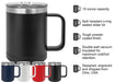Pot Head 15 ounce Stainless Steel Insulated Coffee Mug spec graphic.