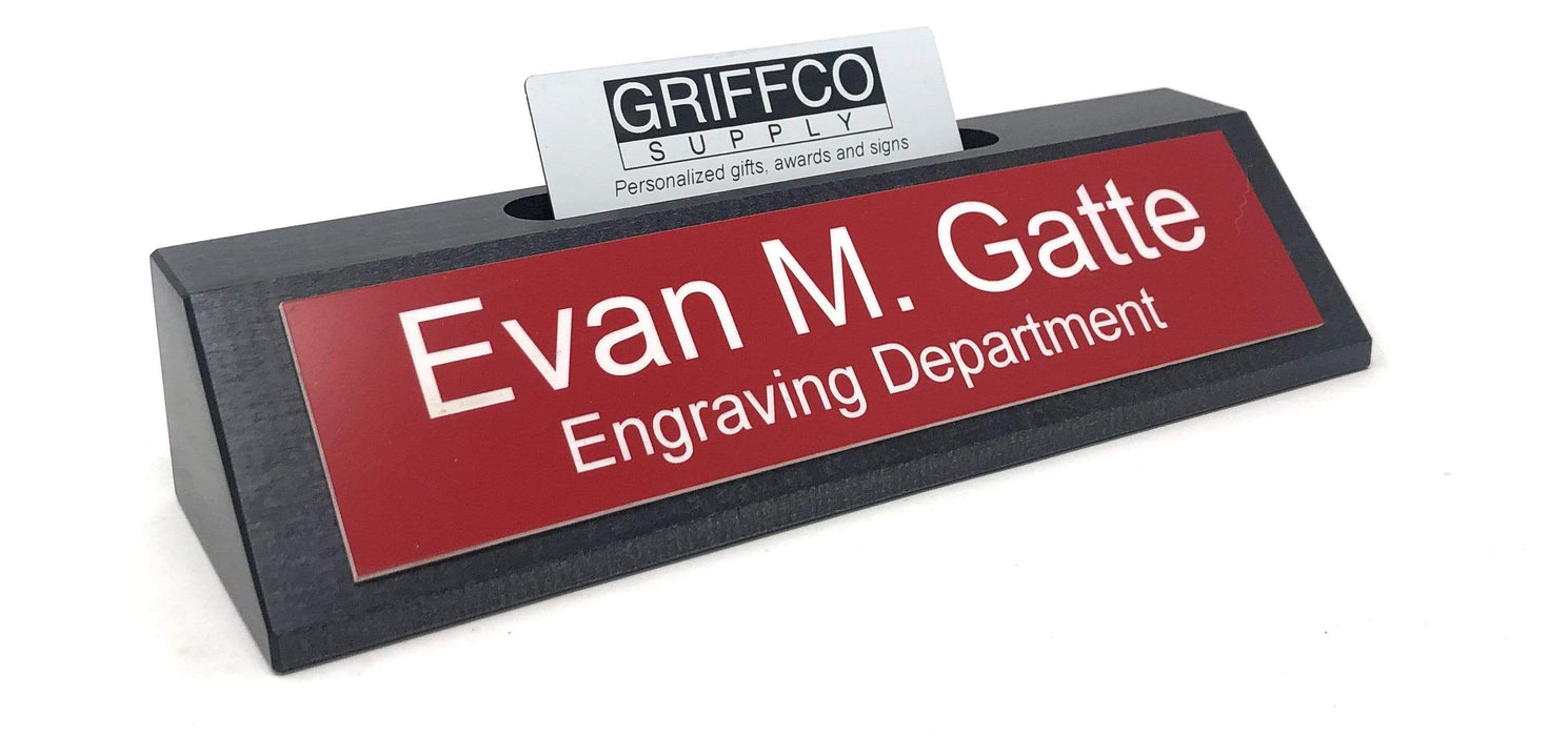 Rustic Black Stain Name Plate with Card Holder - Made in USA