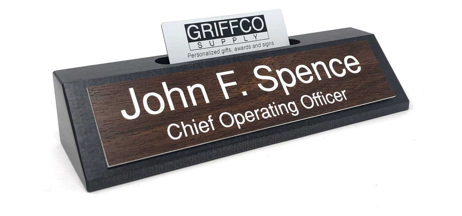 Rustic Black Stain Name Plate with Card Holder - Made in USA