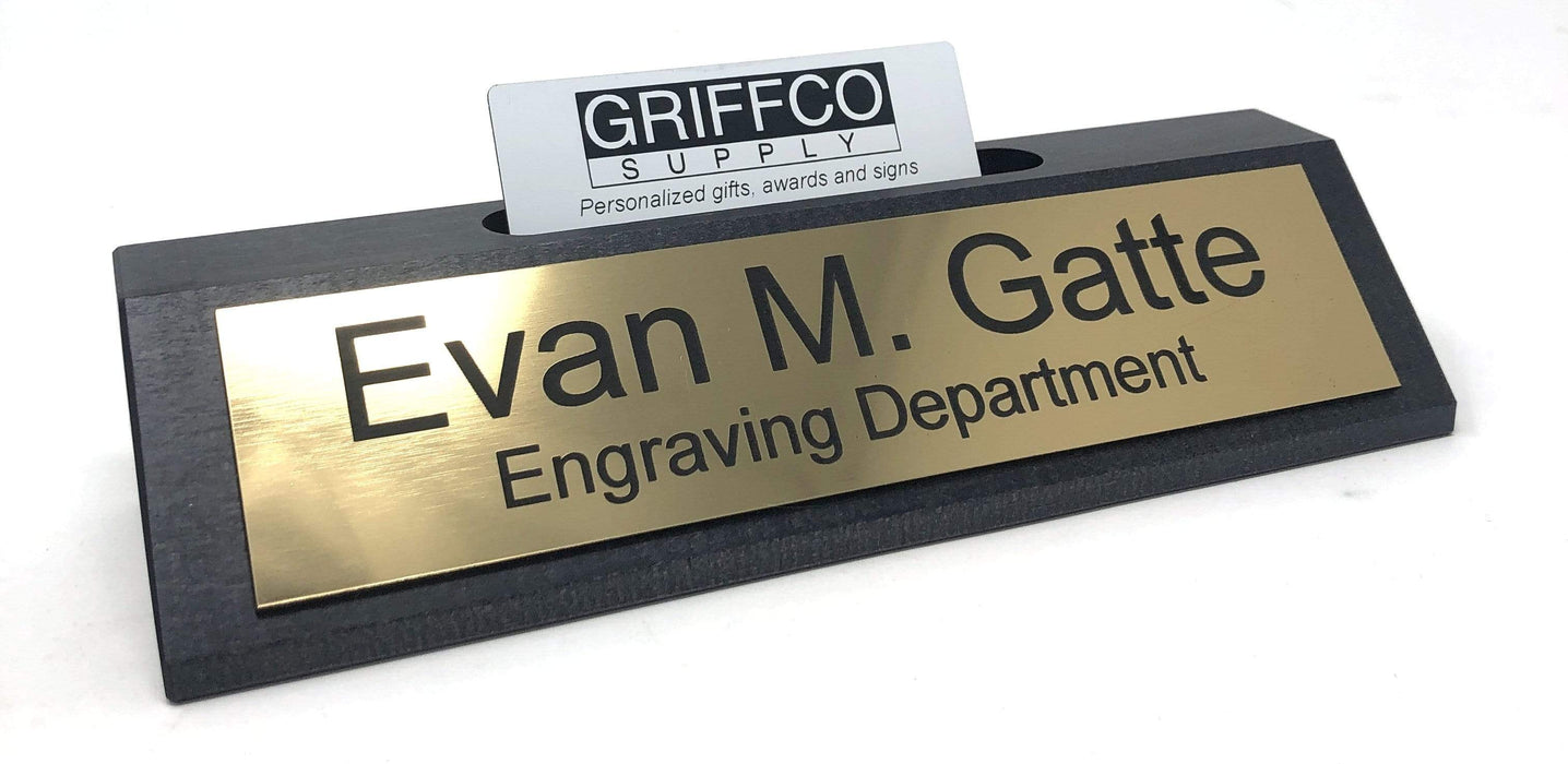 Rustic Black Stain Name Plate with Card Holder - Made in USA