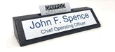 Rustic Black Stain Name Plate with Card Holder - Made in USA