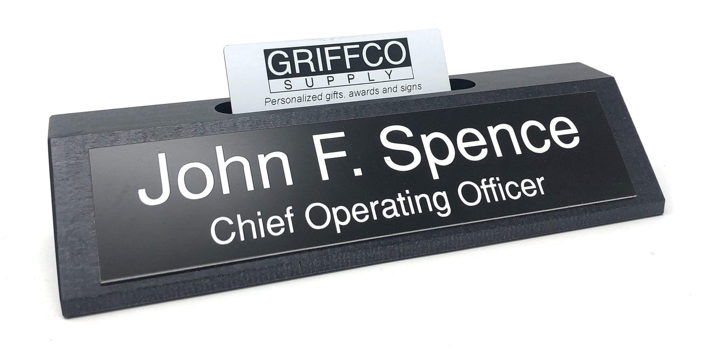 Rustic Black Stain Name Plate with Card Holder - Made in USA