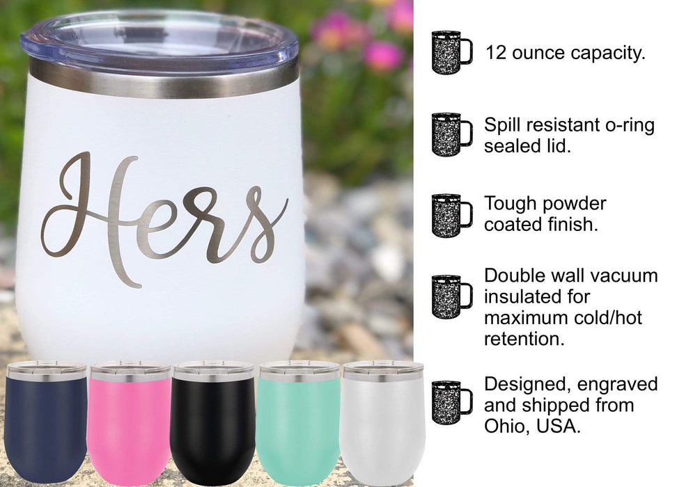 Custom Engraved 12 oz Insulated Stemless Wine Tumbler